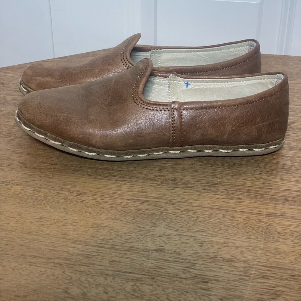 Sabah Fort Worth Leather Slip-On Loafers Size 38 Women’s 7.5–8 Brown Handmade
